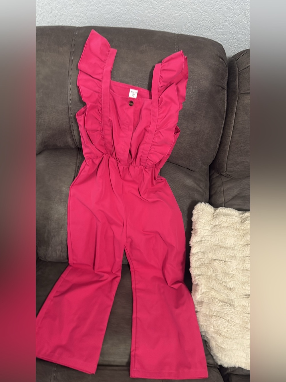 SHEIN Hot Pink Ruffle Strap One-Piece Bodysuit